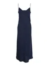 Plain Blue Dress With Thin Straps In Fabric Woman In Blue