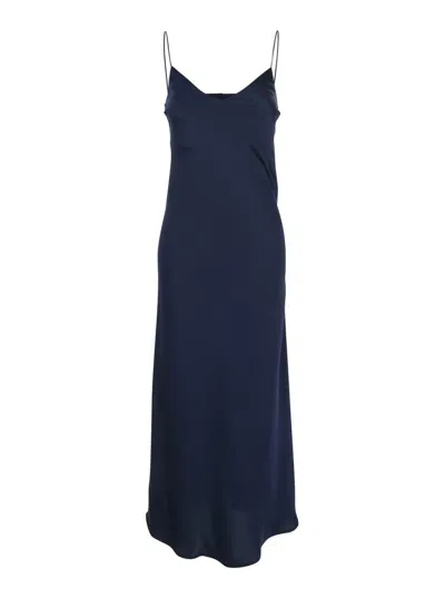 PLAIN BLUE DRESS WITH THIN STRAPS