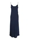 Plain Blue Dress With Thin Straps In Fabric Woman In Black