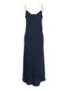 Plain Blue Dress With Thin Straps In Fabric Woman In Blue