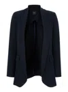 Plain Black Open Jacket In Technical Fabric Woman In Blue