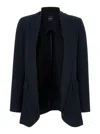 Plain Black Open Jacket In Technical Fabric Woman In Blue