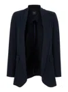 Plain Blue Open Jacket In Technical Fabric Woman In Black