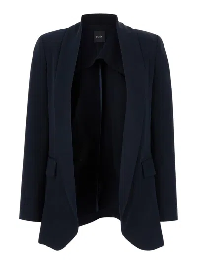 Plain Blue Open Jacket In Technical Fabric Woman In Black