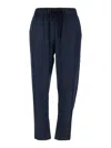 Plain Blue Pants With Elastic Drawstring Waist In Tech Fabric Woman In Blue