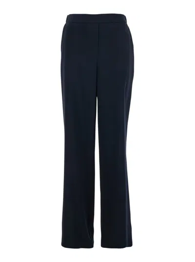 PLAIN BLUE PANTS WITH REAR ELASTIC WAIST AND WIDE LEG