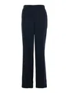 Plain Blue Pants With Rear Elastic Waist And Wide Leg In Tech Fabric Woman In Blue