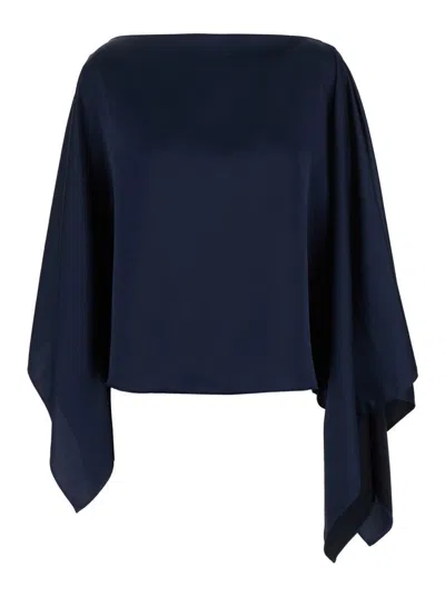 Plain Blue Stole In Lightweight Fabric Woman