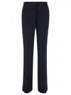 Plain Blue Straight Pants With Concealed Closure In Candy Woman In Blue