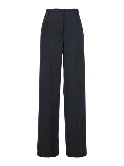 PLAIN BLUE TAILORED PANTS IN SATIN WOMAN