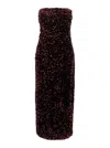 Plain Bordeaux Bustier Dress With All-over Sequins In Tech Fabric Woman