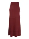 Plain Bordeaux Long Skirt  With Volant Detail At The End In Burgundy