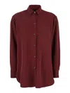 Plain Bordeaux Shirt With Classic Collar In Tech Fabric Woman In Brown