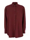 Plain Bordeaux Shirt With Classic Collar In Tech Fabric Woman In Red