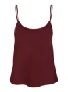 Plain Bordeaux Top With Spaghetti Straps In Satin Woman In Burgundy