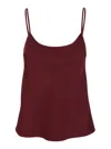 Plain Bordeaux Top With Spaghetti Straps In Satin Woman In Red
