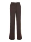 Plain Brown Pants With Belt Loops In Fabric Woman In Brown
