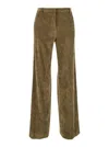 Plain Brown Pants With Concealed Closure In Courduroy Woman In Brown