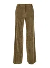 Plain Brown Pants With Concealed Closure In Courduroy Woman In Brown
