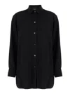 PLAIN BLACK MAXI SHIRT WITH BUTTONS IN TECHNO FABRIC WOMAN