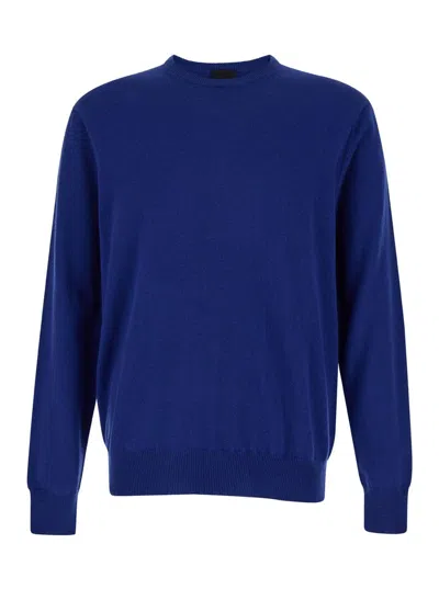 Plain Cashmere 12 Gauge Round Neck In Blue
