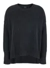 Plain Dark Grey Oversized Crewneck Sweater In Grey