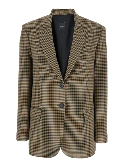 PLAIN PLAIN CHECK PATTERN TAILORED BLAZER WITH NOTCHED LAPEL
