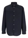 Plain Blue Shirt With Classic Collar In Black