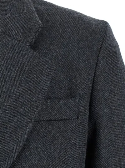 PLAIN GREY SINGLE-BREASTED LONG COAT WITH NOTCHED REVERS
