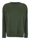 Plain Dark Green Crewneck Sweater In Green