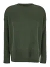 Plain Dark Green Crewneck Sweater In Green