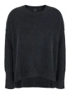 Plain Dark Grey Oversized Crewneck Sweater In Grey