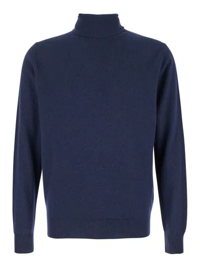 Plain Dolcevita In Lana Seta Cachemire In Blue