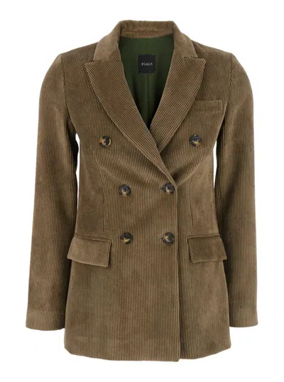PLAIN DOUBLE BREASTED BLAZER RIBBED VELVET