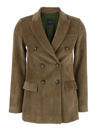 PLAIN PLAIN DOUBLE BREASTED BLAZER RIBBED VELVET