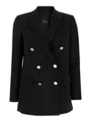 PLAIN BLACK DOUBLE-BREASTED JACKET WITH GOLDEN BUTTONS IN CADY WOMAN