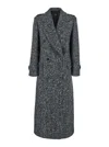 Plain Double Breasted Long Coat Resca In Gray