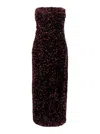 Plain Bordeaux Bustier Dress With All-over Sequins In Tech Fabric Woman In Red