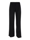 PLAIN BLACK RELAXED PANTS WITH ELASTIC WAISTBAND IN FABRIC WOMAN