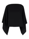 PLAIN BLACK STOLE WITH BOAT NECKLINE IN SATIN WOMAN