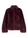 Plain Fake Mink Fur Jacket In Red