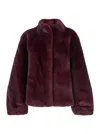 Plain Fake Mink Fur Jacket In Red