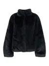 Plain Fake Mink Fur Jacket In Blue
