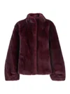 Plain Fake Mink Fur Jacket In Red