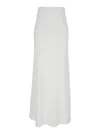 Plain Floor-length Skirt With Fitted Waistband And Flowing Silhouette In White