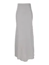 Plain Grey Long Skirt With Ruffle Detail At The Bottom In Grey