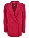 Plain Fuchsia Double-breasted Jacket
