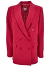 Plain Fuchsia Double-breasted Jacket In Purple