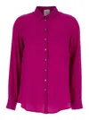 PLAIN FUCHSIA RELAXED SHIRT WITH MOTHER-OF-PEARL BUTTONS IN SATIN WOMAN