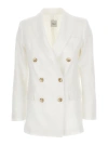 Plain White Double-breasted Blazer In White